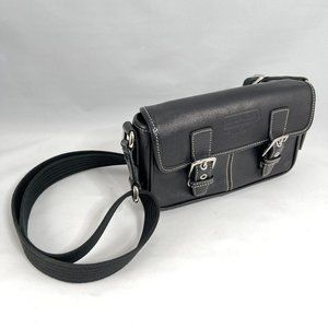 COACH Black leather crossbody shoulder bag, Gently used, 8.5" x 5" x 2"
